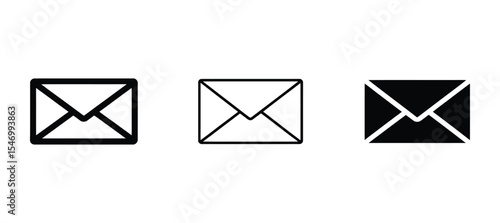 Set of Envelope Mail Icons in Outline, Hand-Drawn, and Solid Style Design Variation

