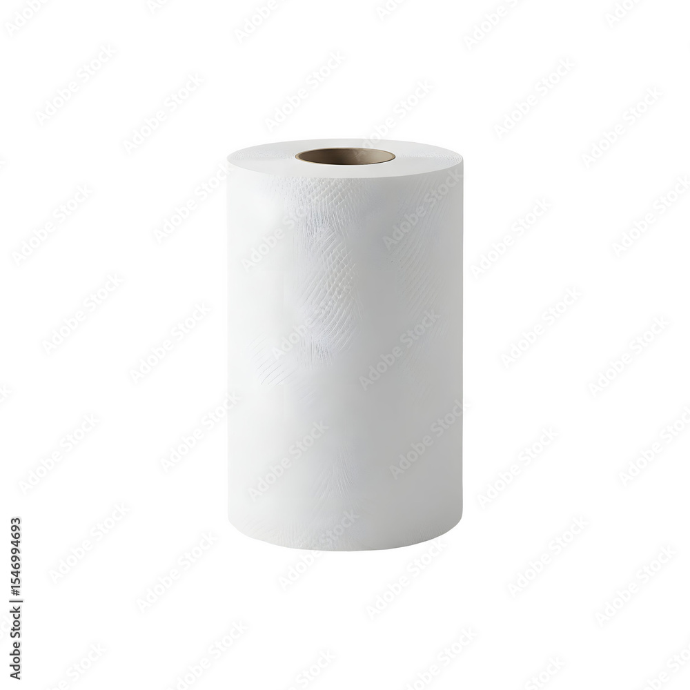 White paper towel roll for kitchen or cleaning use on a plain background White paper towel roll for kitchen or cleaning use on a plain background