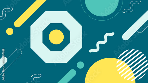 Abstract geometric design with colorful shapes, perfect for backgrounds, wallpapers, prints, and packaging designs needing a modern touch.