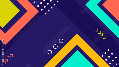 Abstract green background with colorful geometric shapes. Suitable for digital designs, presentations, and modern artistic projects needing vibrant visuals.