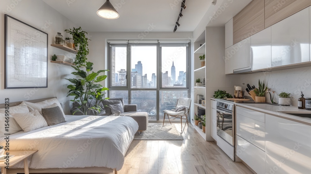 Fototapeta premium Bright Modern Studio with Sleek Design and Space