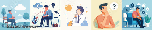 vector image of a man contemplating flat design