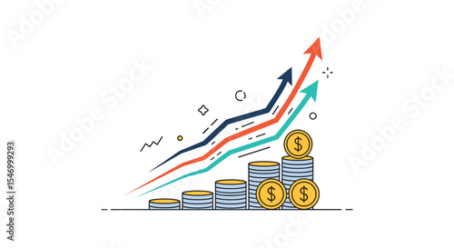 Rising financial trends and profitable investments creating a lucrative future vector illustration