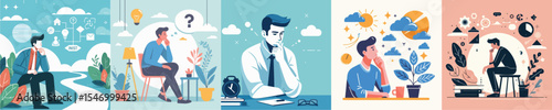 vector image of a man contemplating flat design