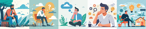 vector image of a man contemplating flat design