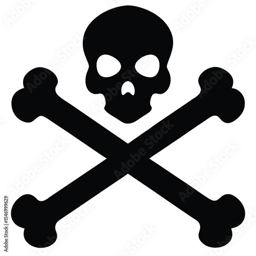 Skull and crossbones pirate flag symbol with jolly roger design and danger warning icon