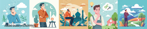vector image of a man contemplating flat design