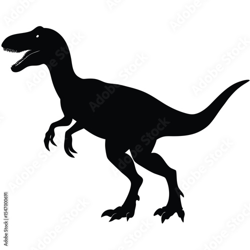 Tyrannosaurus Rex dinosaur vector illustration with wild animal silhouettes