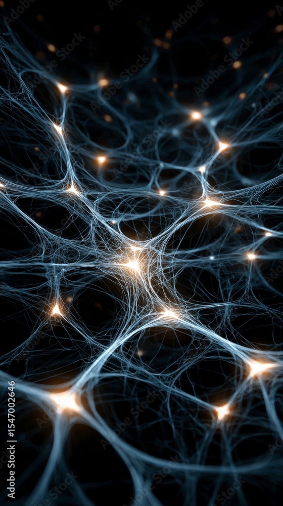Naklejka premium Abstract Neural Network Glowing Connections Brain Cells High Resolution