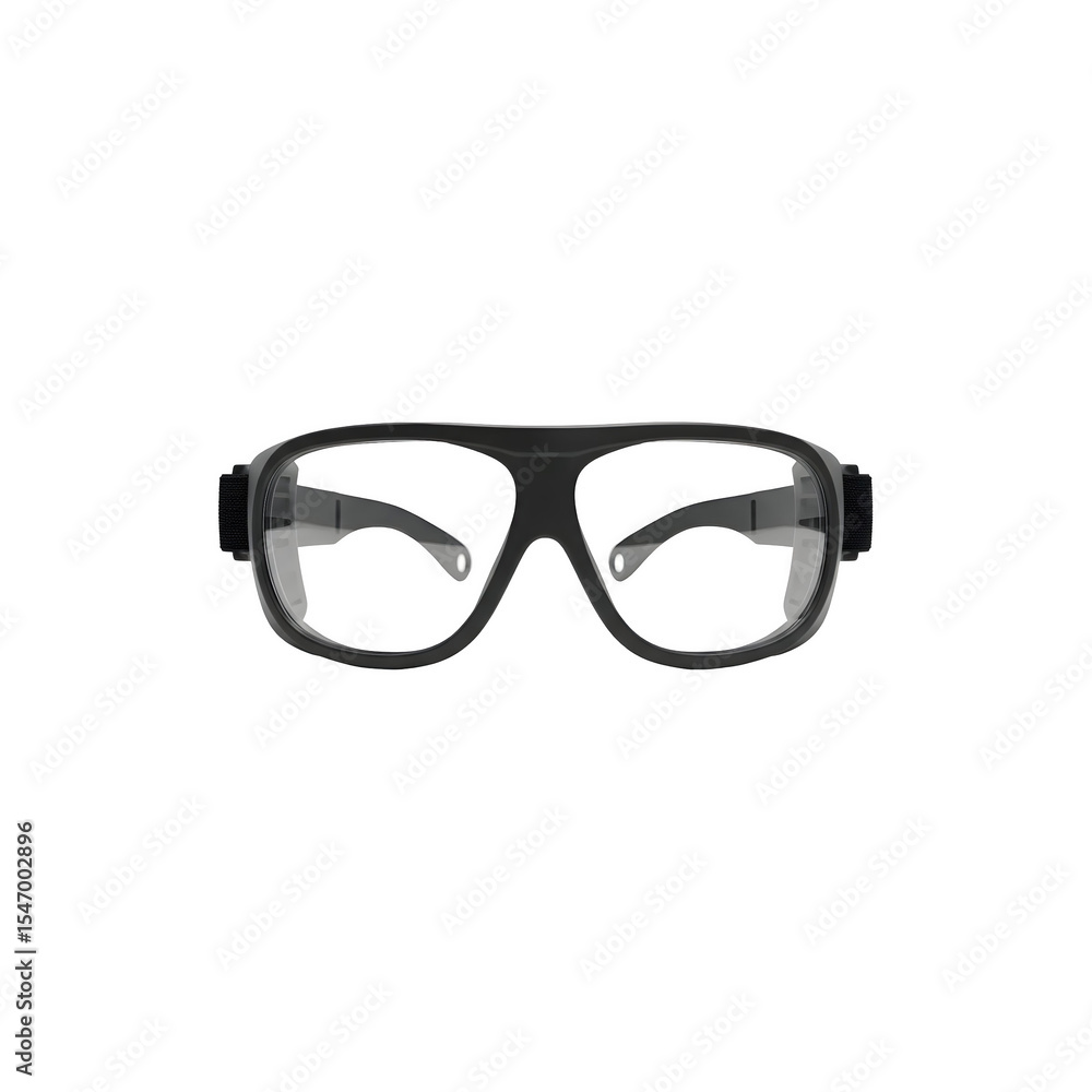 Pair of black-rimmed virtual reality glasses with clear lenses Pair of black-rimmed virtual reality glasses with clear lenses