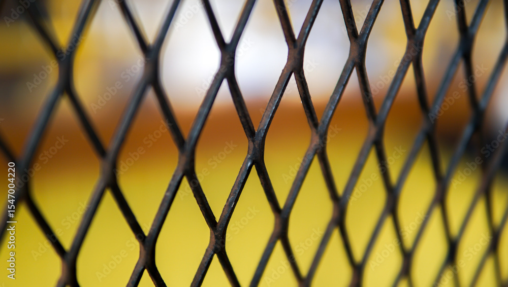 Fototapeta premium Abstract iron lattice detail showcases depth with shallow focus during bright day light.