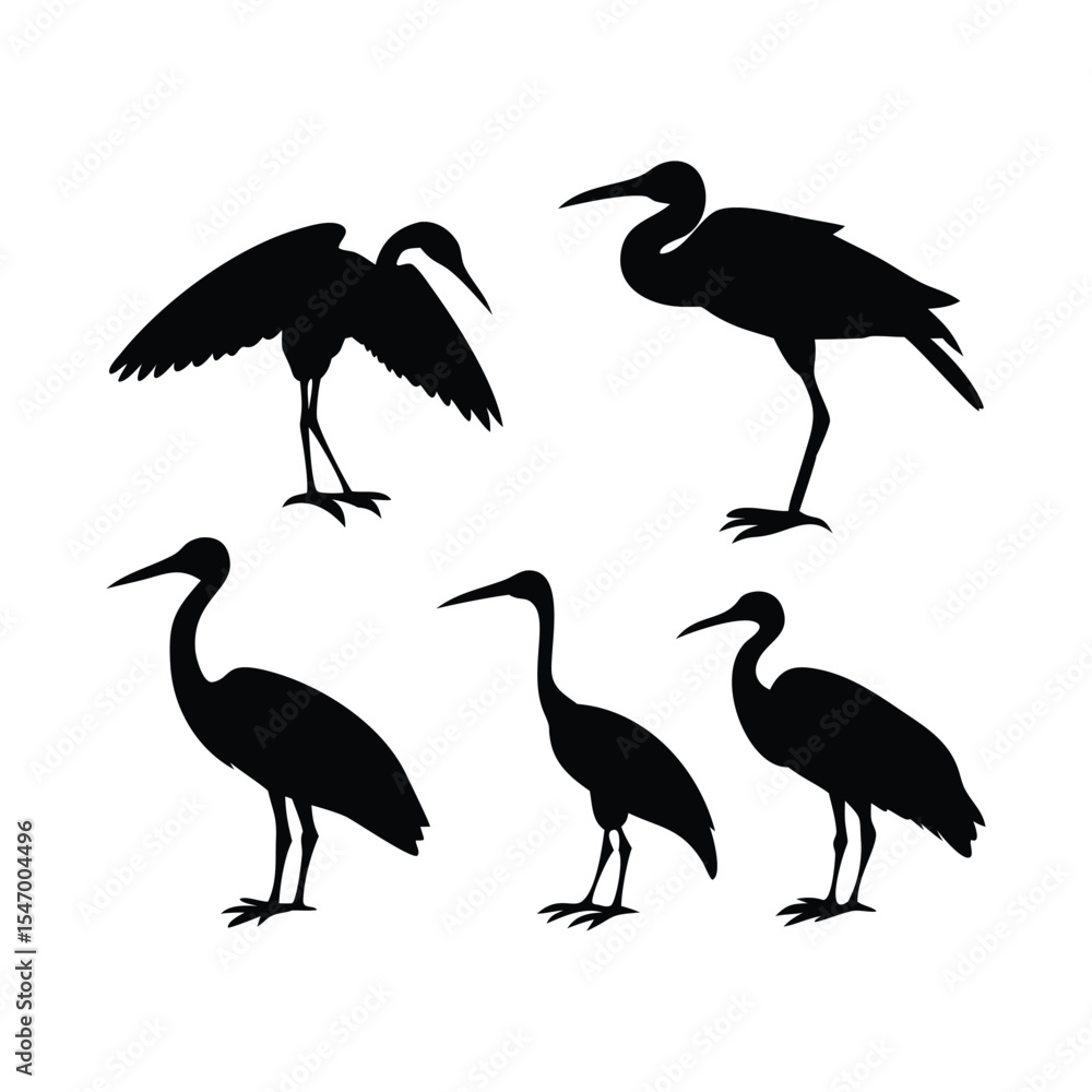 Fototapeta premium Set of heron silhouettes Vector Design.