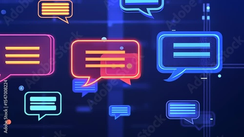 Wallpaper Mural Colorful speech bubbles representing communication and dialogue in a digital environment with technology elements Torontodigital.ca