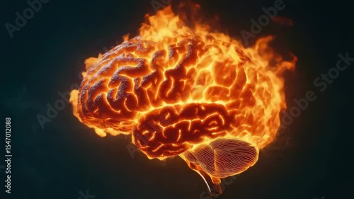 A human brain set aflame.