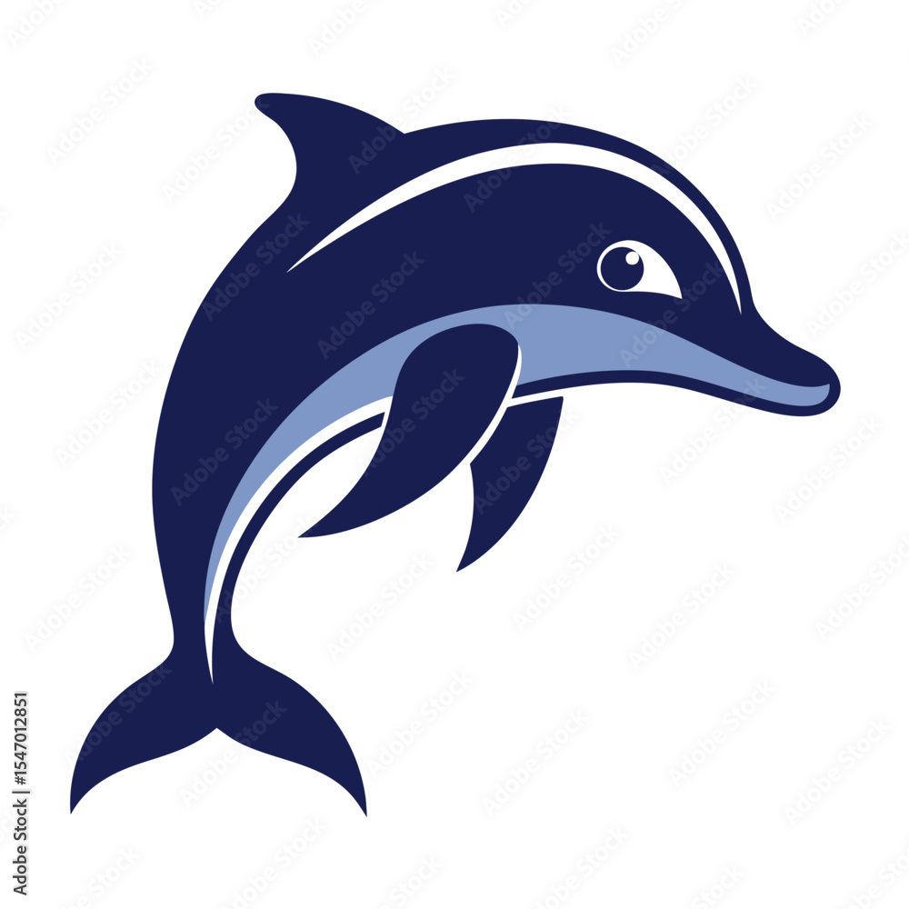 Fototapeta premium Dolphin swimming illustration on white background