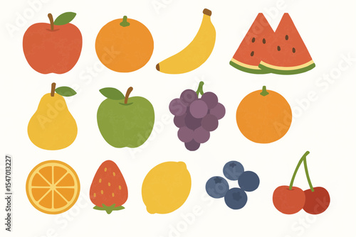 シンプルな様々な果物のイラスト