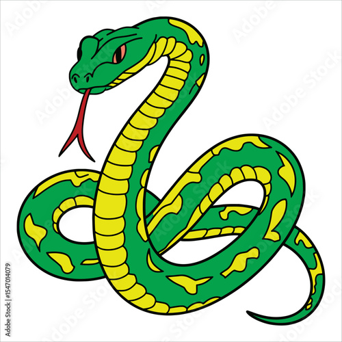 Boa constrictor vector for kids. Friendly snake illustration for animal education and tshirt printing themes.