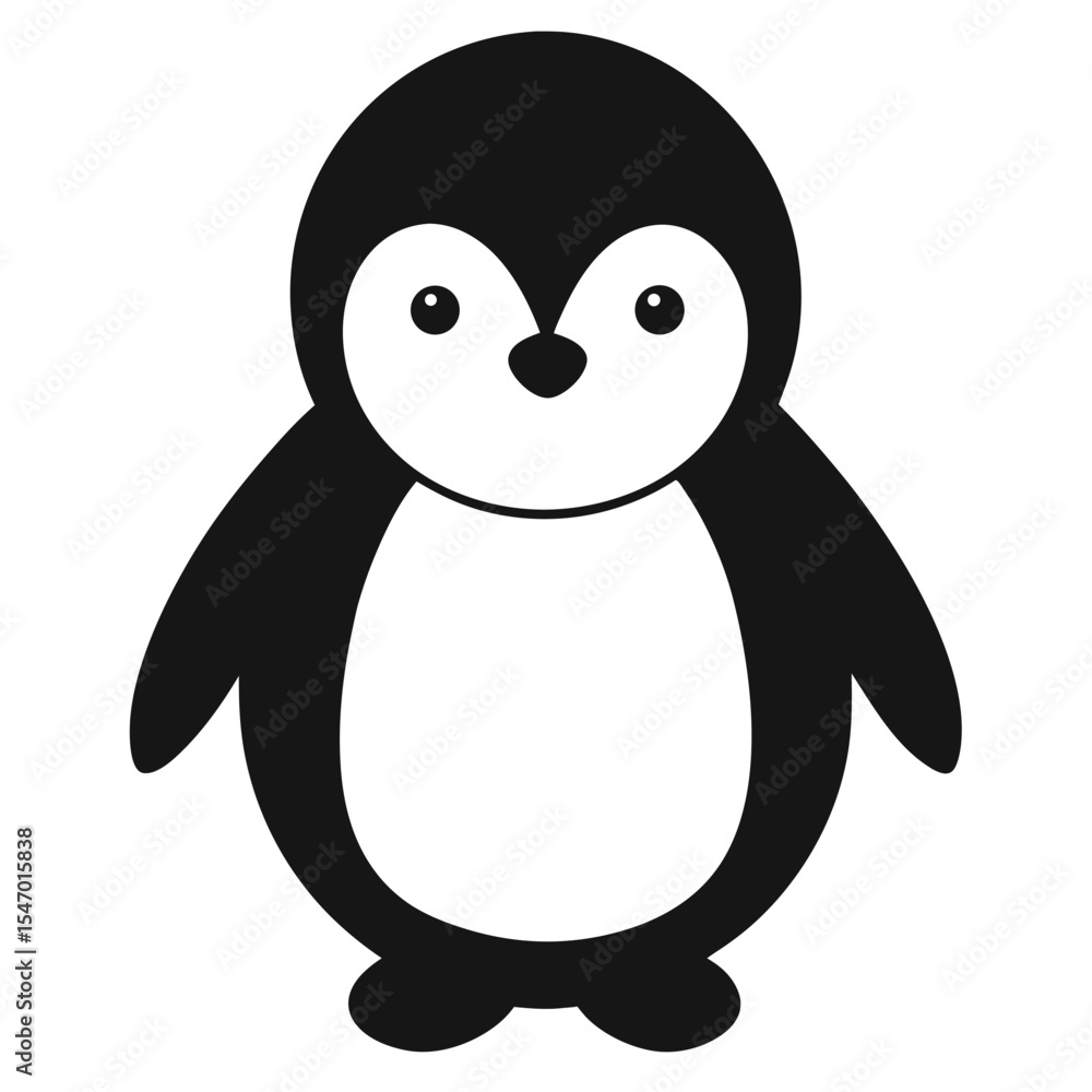 Obraz premium Cute cartoon penguin family on white background in winter wonderland illustration