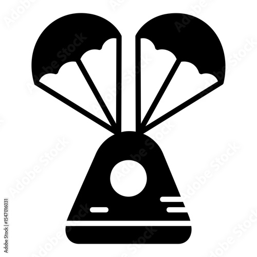 Spacecraft landing capsule with parachute deployed