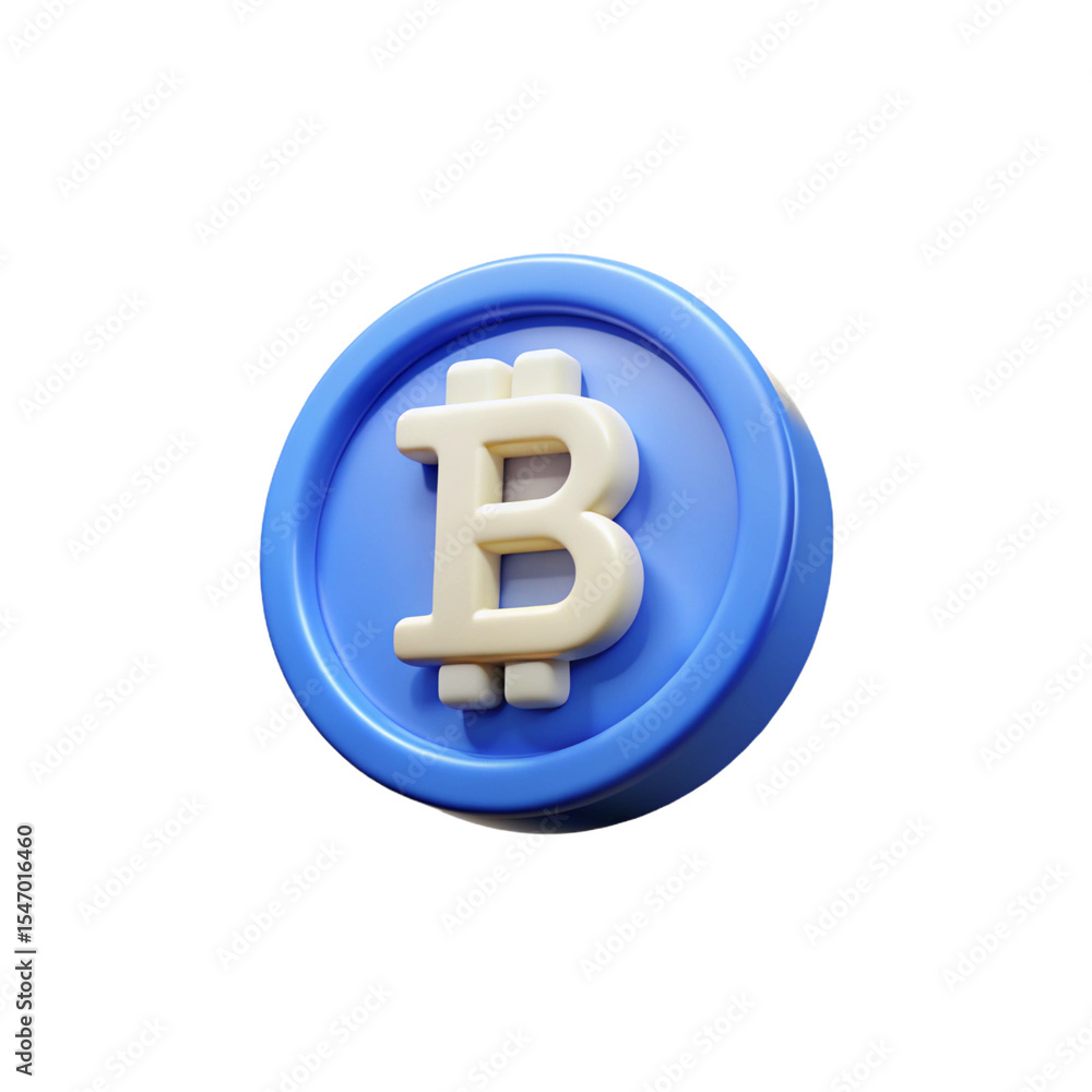 Fototapeta premium 3D Rendered Blue Bitcoin Symbol Icon.