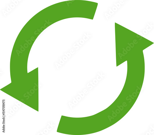 two thin green arrows lead in a circle