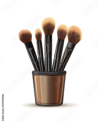 Illustrations of cosmetic products and teenage models in various makeup scenarios, isolated on white background for commercial beauty and skincare concepts.