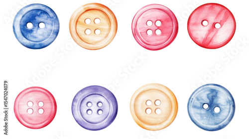 set of colorful buttons on white background