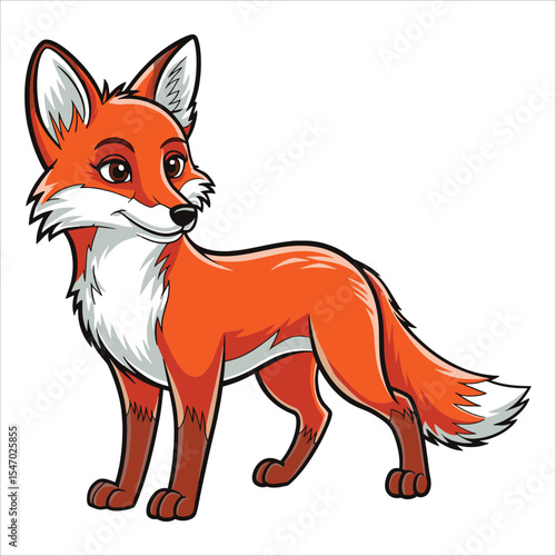 Fox illustration on white background. Clever canine vector for forest and cunning animal themes.