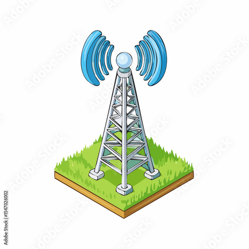 Isometric 5G Tower Illustration High-Speed Connectivity and Wireless Network Icon