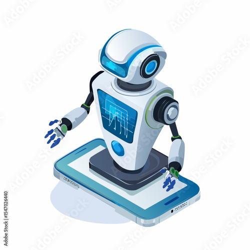 Futuristic Medical Robot AI-Powered Healthcare Technology in Isometric 3D Design