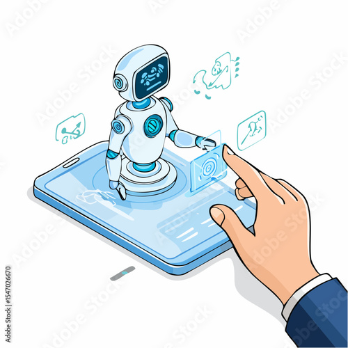 Isometric 3D Graphic Human Hand Controlling Robot via Holographic Smartphone Interface