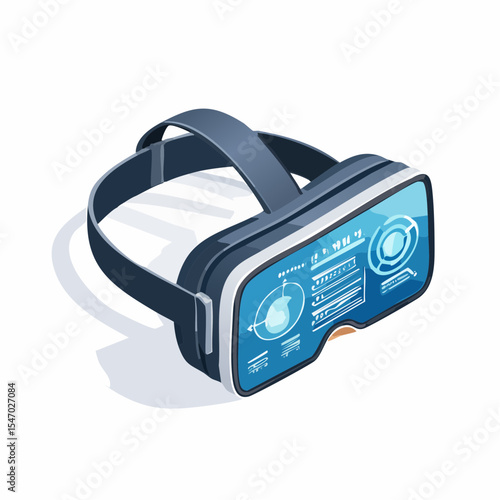 Immersive Virtual Reality Headset 3D Isometric Design of Next-Generation VR Technology