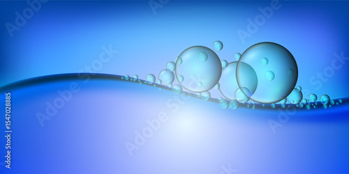 Abstract blue water waves with bubbles vector illustration