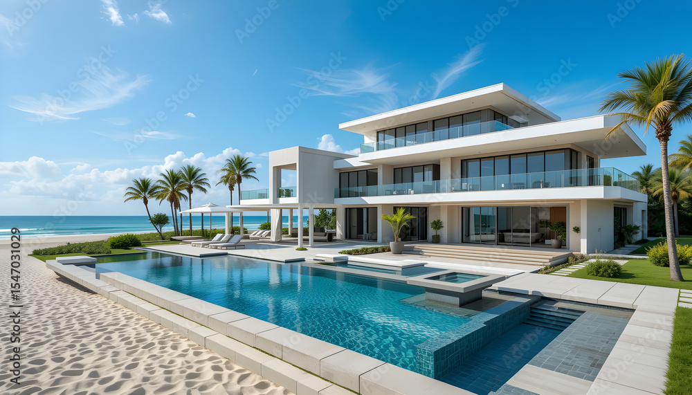 Fototapeta premium Luxurious beach home with advanced technology