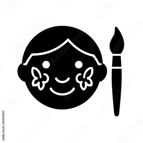 Face painting icon in filled style – representing children’s festival activity
