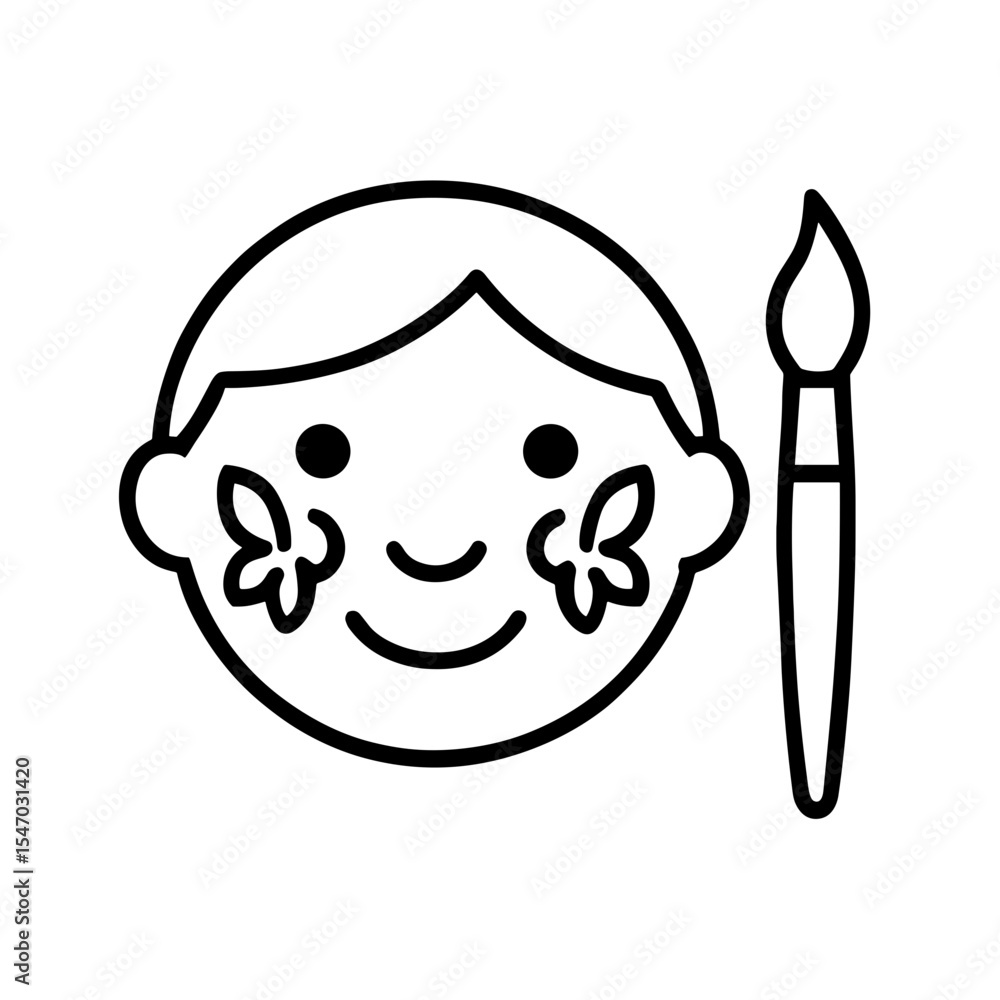 Fototapeta premium Face painting icon in outline style – representing children’s festival activity