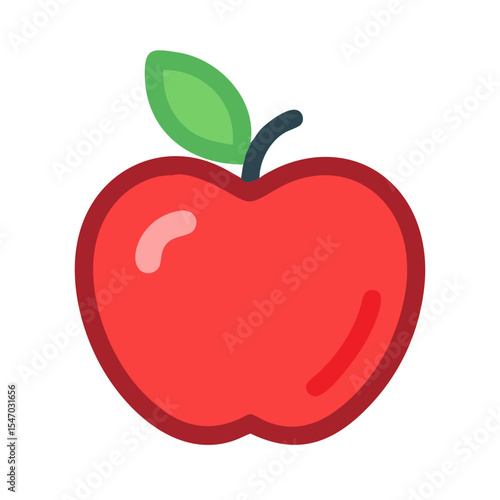 Red apple illustration with leaf on black background