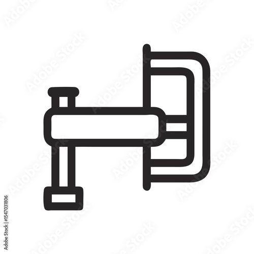Black outlined hand crank machine icon on black background