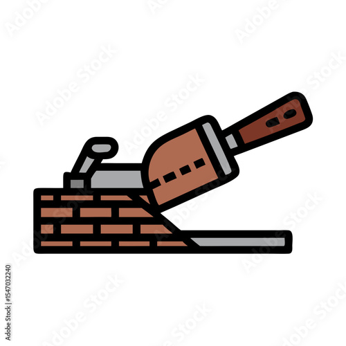 Bricklaying and Construction with Trowel on Black Background Graphic