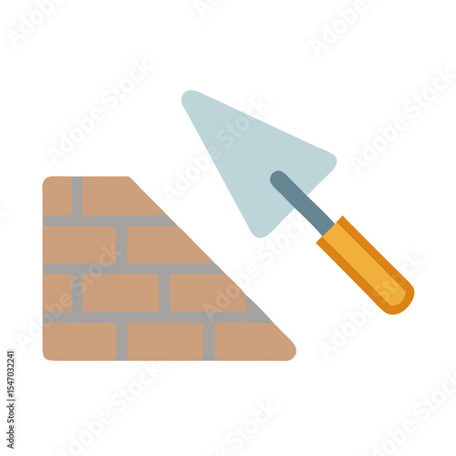 Masonry work in progress with trowel on a black backdrop
