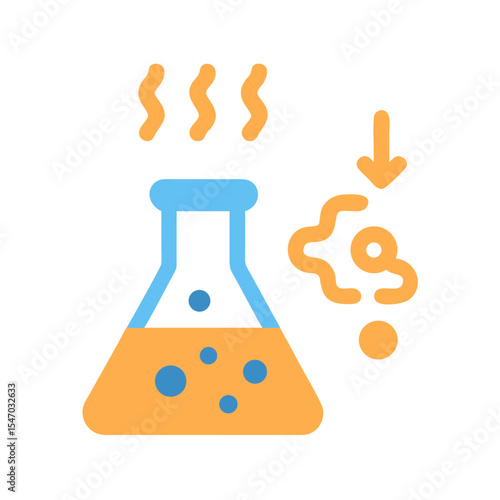 Chemical Reaction Graphic: Laboratory Flask with Fumes and Precipitation