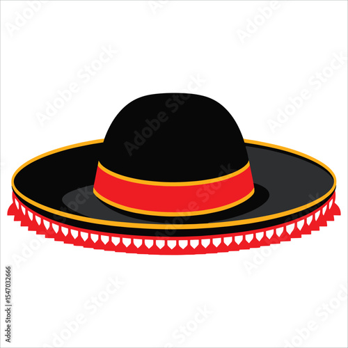 Traditional Spanish sombrero vector illustration. Iconic flamenco accessory illustration ideal for travel postcards and cultural event branding.