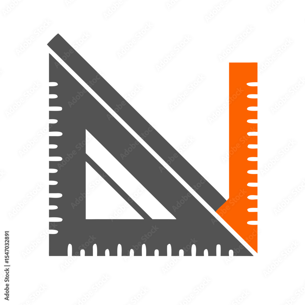 Geometric drafting tools in gray and orange illustration Geometric drafting tools in gray and orange illustration
