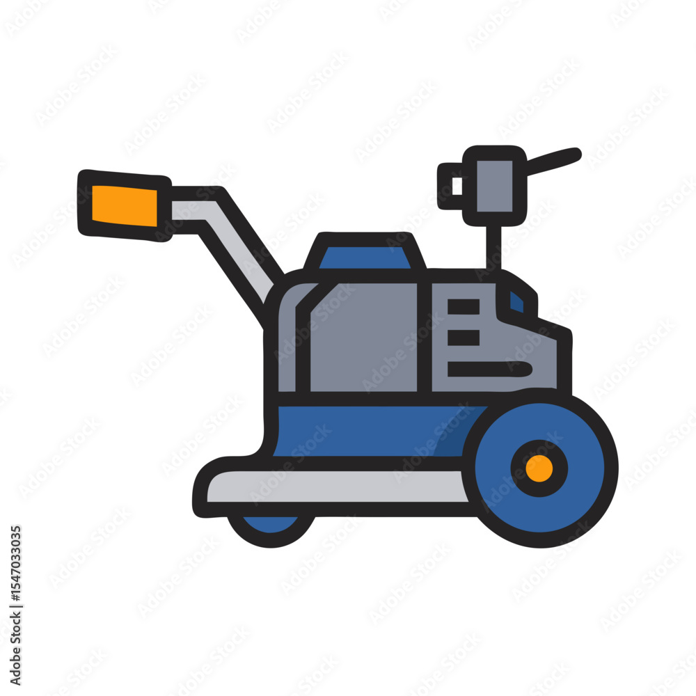 Obraz premium Robot floor cleaner icon in flat vector illustration