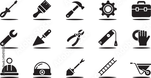 Construction site tools and gear vector outline illustrations
Media Type: Vector