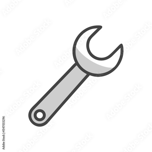 Isolated silver wrench tool on black backdrop illustration image