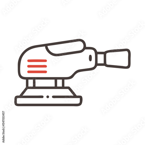 Detailed orbital sander tool in flat vector graphic style