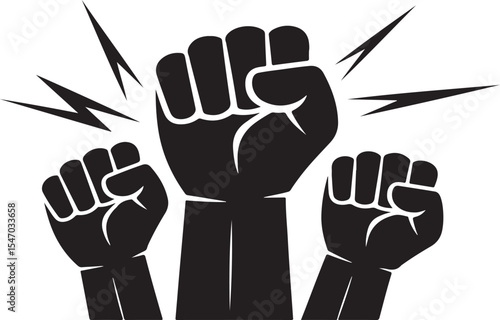 Graphic Black Fist Icon Representing Protest and Strength