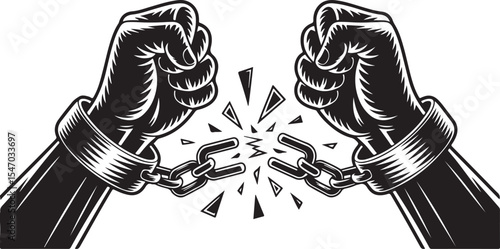 Explosive Fist and Chain Art Expressing Strength and Justice
