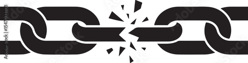 Simple Broken Chain Vector Representing Disruption and Liberation